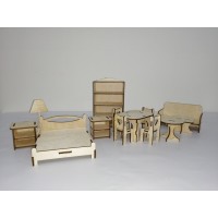 Набор мебели № 1-1. Габариты для примера: стенка в12см ш7см г5см (для кукол 10-12см)